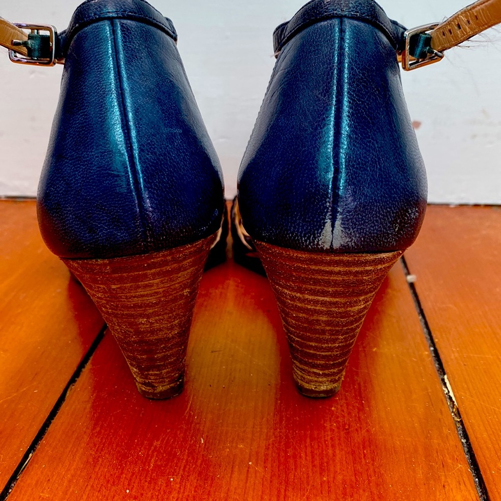 Cole Haan navy blue wedge sandals - Picture 4 of 8